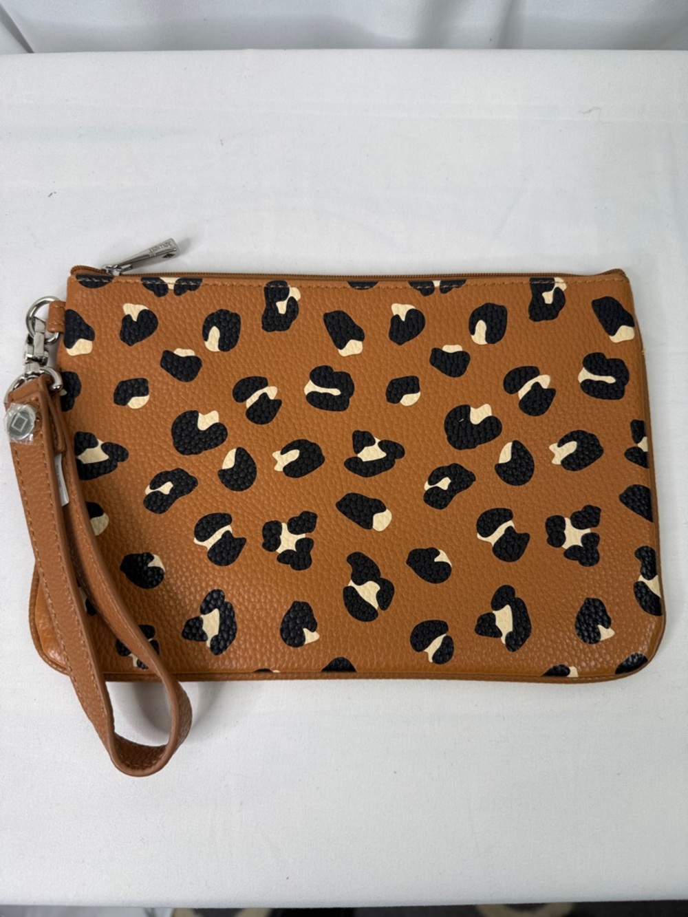 Jewell Leather Strap Wristlet with Silver Hardware